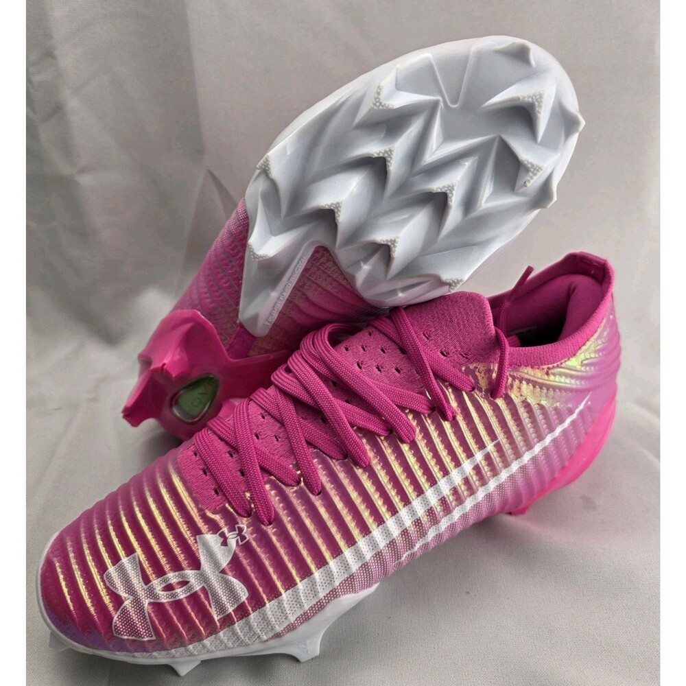 New UNDER ARMOUR UA Blur PRO Football Rebel Pink Elite Cleats Men's Size 8.5